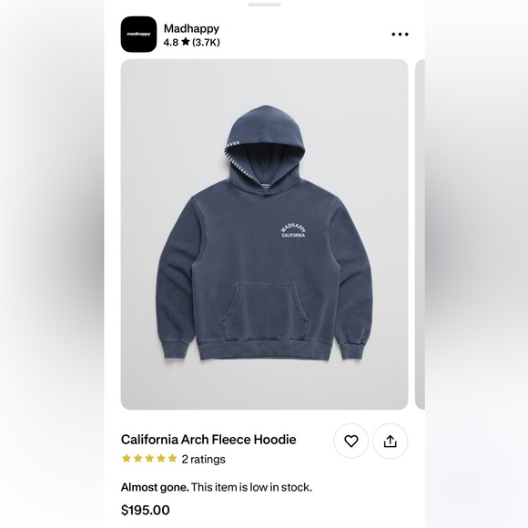 Madhappy Navy Blue Fleece Hoodie - Picture 1 of 3